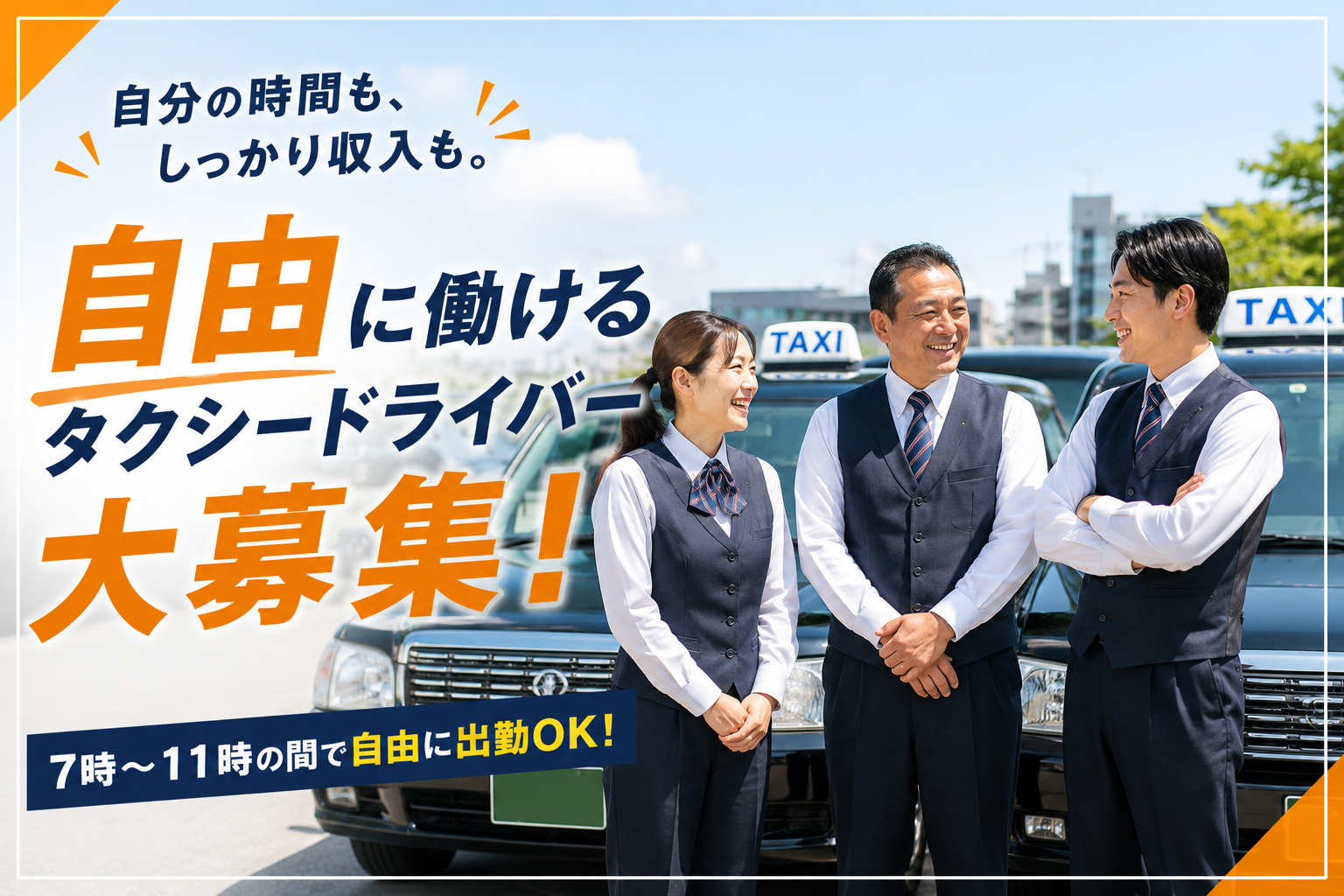 自由な働き方が叶うタクシードライバー募集