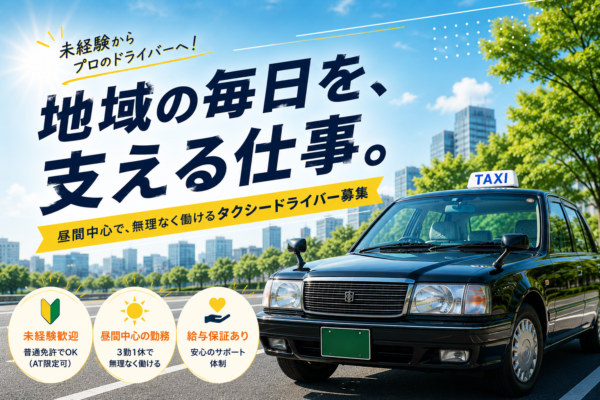 昼間中心で働ける未経験歓迎のタクシードライバー求人イメージ